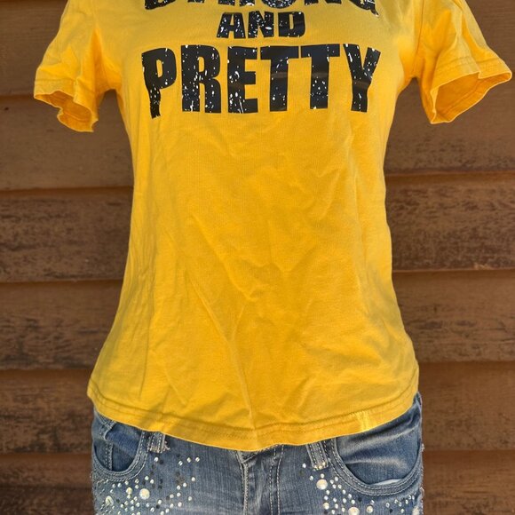 Strong And Pretty Yellow Graphic T-Shirt By Shein Size S - Picture 6 of 9